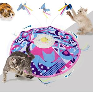 Automatic Cat Toy, Rechargeable, 3-in-1 Hide & Search for Kittens, Interactive Automatic Play, Flittering Butterfly, Moving Rod Feather for All Breeds