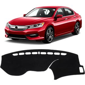 KUST Car Dash Cover for Honda Accord 2013 2014 2015 2016 2017 (LX, Sport, EX, EX-L, & Touring) Polyester Non-Slip Center Console Dash Cover Interior Accessories for Honda Accord No Glare Black