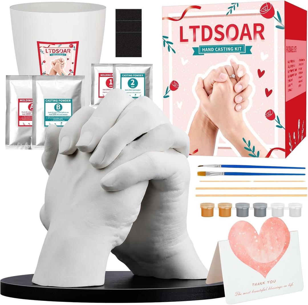 LTDSOAR Hand Casting Kit, Couples with Practice Kit, Hand Mold Kit for Adults & Kids, Romantic Anniversary Wedding Birthday for Her or Him,Boyfriend Girlfriend Unique