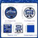 Graduation Plates and Napkins 2026, Congrats Grad Disposable Dinner & Dessert Paper Plates, and Napkins for Blue Graduation Party Decoration, Serves 50