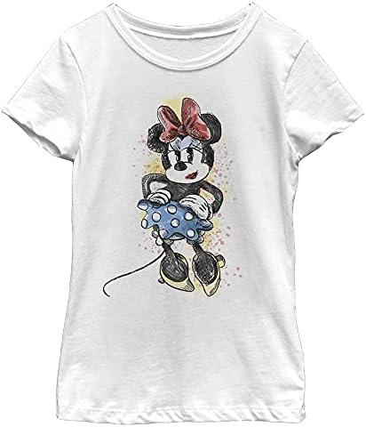 Disney Characters Artsy Minnie Girl's Solid Crew Tee, XL