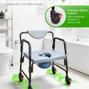 Bedside Commode - Rolling Shower Chair with Wheels - Portable Toilet for Elderly - Rear Locking Wheels 7-qt Commode Bucket Included, HDB-601A
