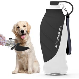 SUPERDESIGN Dog Water Bottle, Portable Dog Water Bottle for Dogs, Leak Proof Dog Travel Water Bottle, Small Leaf Travel Water Bowl for Dogs and Dog Walking Accessories (19.6OZ)