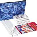 TIASUSAN Travel Mini American Mahjong Set, Mahjong Game Set with 166 White Tiles (0.8"), Complete Set with 4 Racks, and Thickened Blue Printed Mah-Jongg Tiles Bag, Portable Travel Mahjongg Set