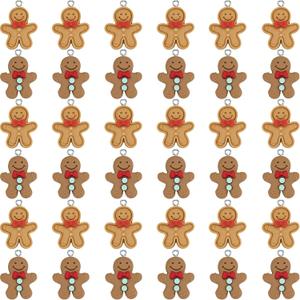 Jetec 36 Pcs Gingerbread Man Snowman Christmas Ornaments Gingerbread Figurines Xmas Tree Decorations Cartoon Snowman Pendant Charms Hanging Decor for DIY Bracelet Necklace Jewelry Making