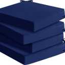 Outdoor Chair Cushions Set of 4: Waterproof & Fade Resistant Seat Cushion for Patio Furniture - 18.5 x 16 x 2 Inch Chair Pads with Ties and Hidden Zipper - Patio Chair Cushion Replacement, Navy