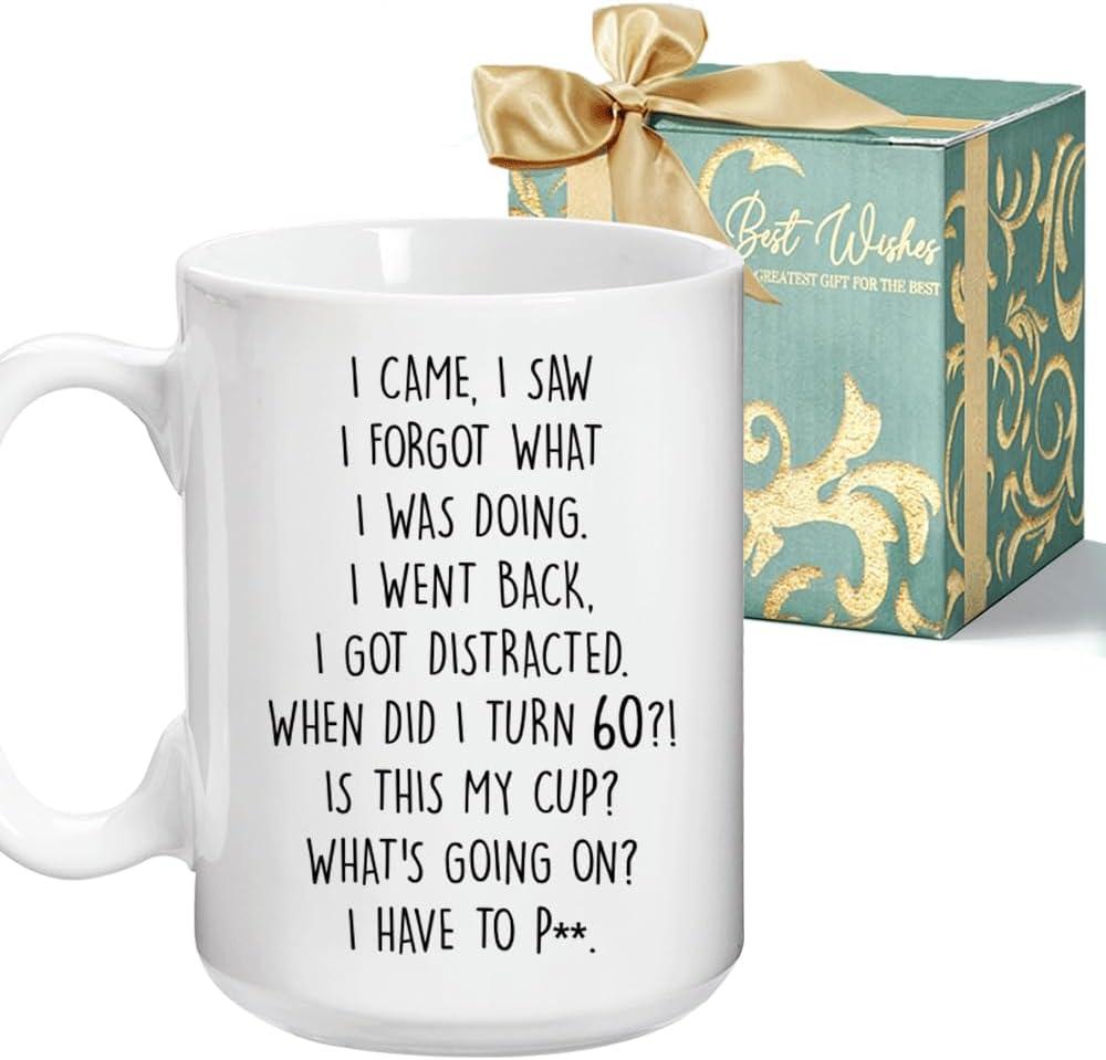 Funny 60th Birthday Gifts for Women Men Dad Mom Husband Wife Grandpa Grandma Friend, 60 Year Old Birthday Gift for Her Him, Turning 60 Year Old Cup Happy 60th Bday Gift for Mom Dad Friends Papa Mama