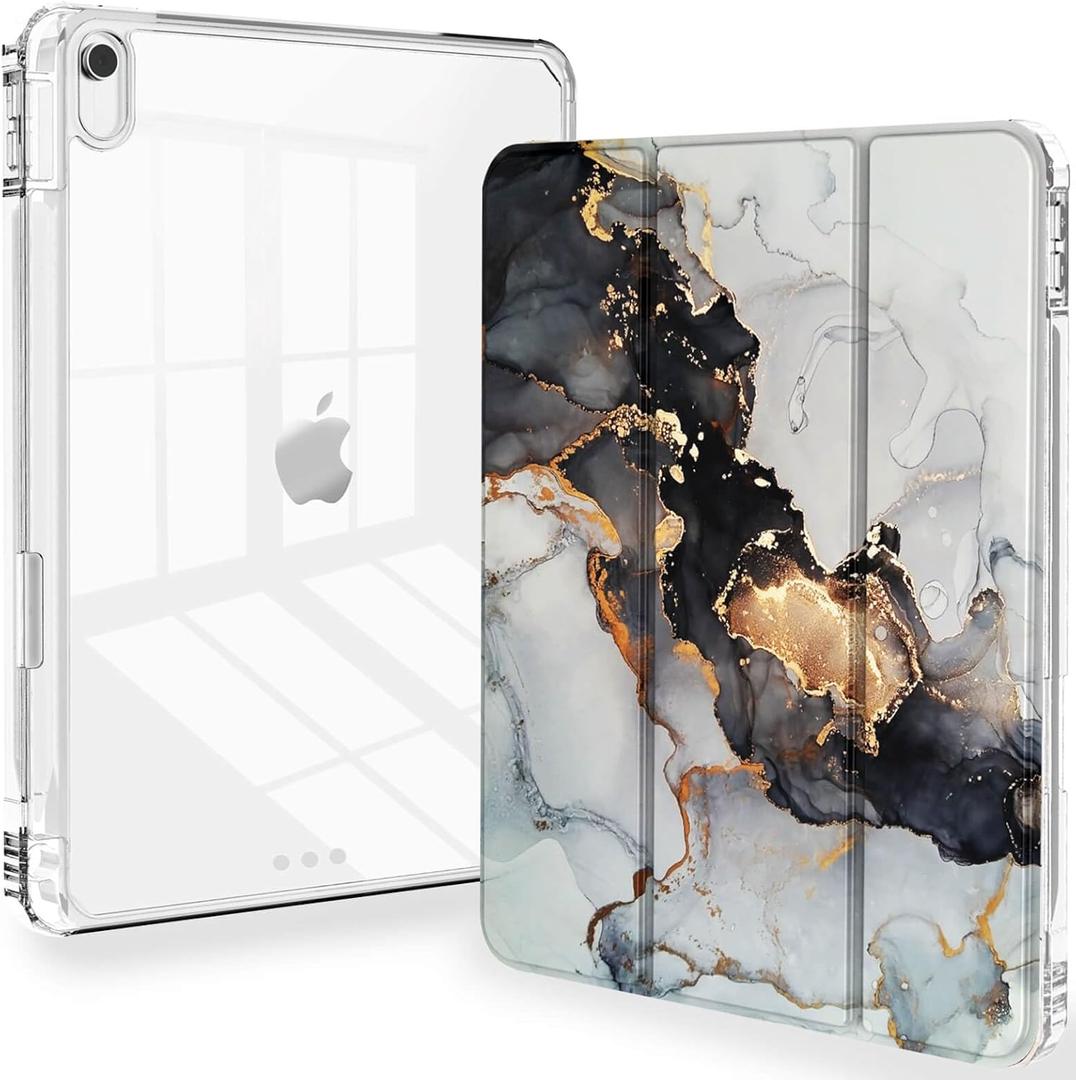 Feams Slim Case for iPad Air 11-inch M3 2025 / M2 2024, iPad Air 5th Generation 2022 / iPad Air 4th Generation 2020 10.9 Inch Case Clear Back with Pencil Holder & Auto Sleep, Marble