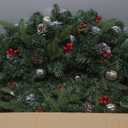 Christmas Wreath - 48inch Large Prelit Outdoor Christmas Wreath with Lights 200led, Bow, Pine Cones, Ornaments Balls - 512 PVC Branch Tips Artificial Xmas Wreath for Garages Walls Mantel (Frosted Christmas Green)