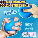 Squishy Dough Stress Ball Squeeze Toy (1 Pack) Squishy Stress Balls for Kids and Adults, Funny and Soft Change Color Squeeze Ball, Squish Ball, Ideal for Anxiety Relief, Autism, ADHD (Blue)