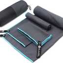 Eunzel Quick Dry  Towel, Microfiber Travel Towel 2 Pack,Fast Drying Towel Set for Camping, Beach, Gym, Sports, Yoga & Swimming Pool, Grey