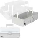 WEWLINE 3-Layers Plastic Portable Storage Box,Household Plastic Craft Supply Box with Handle,Multifunctional Storage Boxes for Children Student,Perfect for Home Office (GRAY)