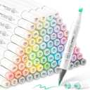 Ohuhu Pastel Alcohol Markers - 96 Colors of Honolulu Sweetness + Blossoming - Double Tipped Art Alcohol Markers for Artist Adults' Coloring Illustration - Brush & Chisel - Refillable - AP Certificated
