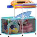 340 Gallon Pool Float Storage, Rolling Pool Storage Bin, Mesh Swimming Pool Toy Storage, Pool Noodle Holder for Toys, Floats, Balls and Floats Equipment (64.96*33.46*64.96 in)
