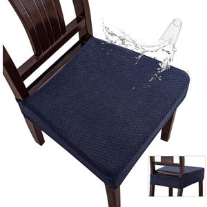 Genina Waterproof Seat Covers for Dining Room Chair Covers Waterproof Dining Chair Covers (6 PCS-Rear-gapped, Navy Blue), 10"D x 10"W x 2"H