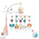 Eners Baby Crib Mobile with Music and Lights, Mobile for Crib with Remote Control, Rotation Baby Musical Hanging Toy, Baby Mobile for Bassinet for Newborn Infant Boys Girls Toddles (Pink)