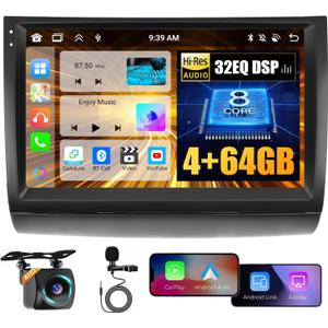 Hikity 8 core 4+64G Android 15 Car Radio for Toyota Prius 2003-2009 Stereo, 9 inch Screen with Wireless CarPlay Android Auto GPS Navigation WiFi Bluetooth Mirror Link DSP FM RDS + Backcup Camera