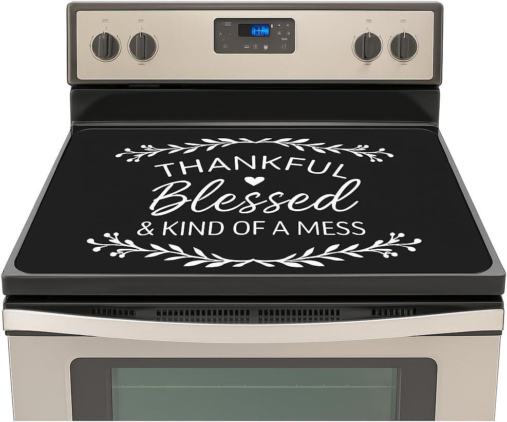 Stove Top Cover for Electric Stove (28.5"x20.5") - Ceramic Glass Cooktop Protector, Heat Resistant Range Cover, Flat RV Stovetop Protector, Multipurpose Dish Drying Mat for Kitchen