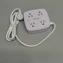 6 Ft Surge Protector Power Strip - 8 Widely Outlets with 4 USB Ports, 3 Side Outlet Extender with 6 Feet Extension Cord, Flat Plug, Wall Mount, Desk USB Charging Station, ETL,White