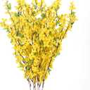6 PCS 25.5" Fake Flowers Yellow Flower Silk Artificial Forsythia Branches Long Stem Spring Flowers Artificial for Decoration Indoor Outdoor Wedding Home Bedroom Yard Cemetery