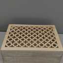 Mela Artisans Decorative Storage Box with Hinged Lid - Whitewash, XL | 10.5 x 7.5 x 4 | Rustic Trellis Design | Mango Wood Crafted | Ideal for Keepsakes, Trinkets, Jewelry and Other Stash