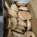 100 Pieces 70mm Bamboo Jar Lids Bulk with Straw Hole for Glass Cups