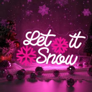Christmas Winter Neon Sign Let It Snow Neon Lights Led Neon Signs Christmas Let It Snow Acrylic LED Sign Light Christmas Light Up Neon Sign for Bedroom Kids Room Living Room Gift Xmas Party