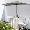 AreShark 9FT Half Patio Umbrella, Outdoor Wall Umbrella with Crank & 5 Sturdy Ribs, Table 1/2 Umbrella Patio for Garden, Deck, Balcony and Pool, Foggy Gray