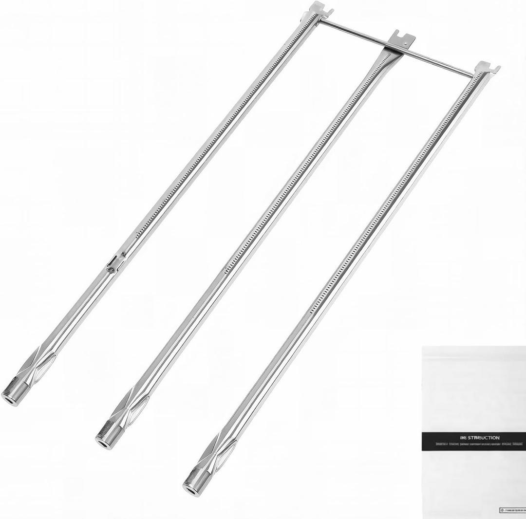 QuliMetal 304 Stainless Steel Grill Burner for Weber Genesis 300 (2007-2010), Genesis E310 E320 S310 S320 EP310 EP320 Gas Grill with Side Control Knobs, Replace for Weber 67722 67820