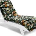 Outdoor Chaise Lounge Chair Cushion Waterproof 74.4 x 22 x 4.7 Inches Memory Foam Lounge Chair Cushions for Outdoor Furniture with Ties, Thickened Pool Lounge Chair Cushion, Green Floral