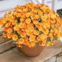 Daisy Artificial Flowers for Outdoors Winter Decoration, 6 Bundles Fake Mums Orange Silk Flowers for Outside Look Real UV Resistant Fake Plants Faux Flowers for Planter Front Door Home Indoor Urn
