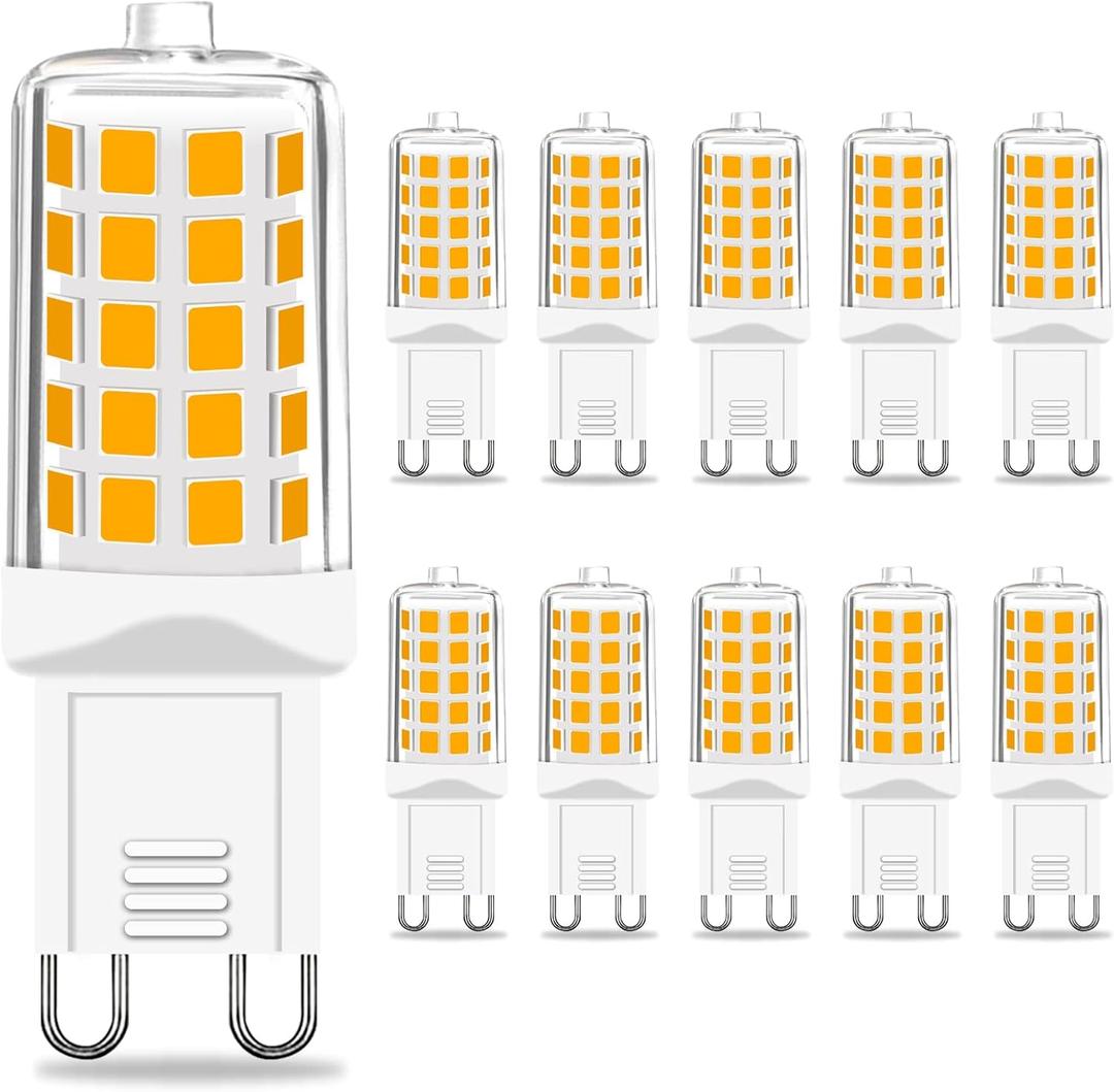 G9 LED Light Bulb Dimmable 4W (40W T4 Halogen Equivalent) Warm White 2700K 450 Lumens, G9 Standard Ceramic Bi-Pin Base LED Bulbs for Bedroom Living Room Chandelier Light Bulbs-10 Pack