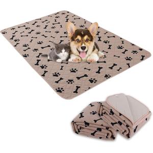 Dog Crate Pee Pads - Wahable Dog Rugs Non-Slip Puppy Pads for Small Dogs, Water Absorb Training Pads (2718 Beige) (18x27")