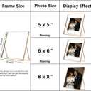 2-Pack Gold 8x8 Floating Photo Frames | Fits 6x6 Photos | Metal Beaded Design | Tabletop/Shelf Display | Elegant Wedding & Thanksgiving Gift, 8x8''For 6x6''2PK