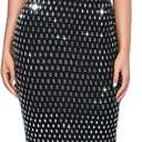 Strapless Rhinestone Maxi Dresses Evening Gowns for Women Formal Sexy (Small, Black and Silver)