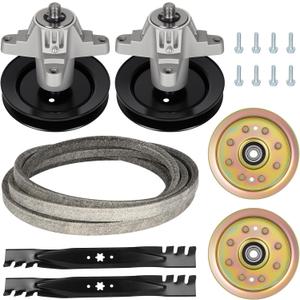 Aeagle 918-04456 Rebuild Kit Fit for 42" Deck Troy Bilt Pony 42 LT-542H (only 13AN795G790), Includes 2 Spindle 618-04456, 2 Blade 742-0616, 96" Belt 754-04060, 2 Pulley 918-0624B, 2 Idler 756-04129