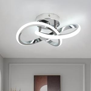 CANEOE Hallway Light Acrylic Modern LED Ceiling Light Fixtures Cool White 6000K Close to Ceiling Lights for Bedroom Bathroom Kitchen Balcony Corridor Stair Aisle Curved Creative Design Celing Lamp