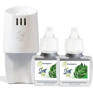 Scent Fill 100% Natural Eucalyptus Plug in Air Freshener, Scented Oil Refills, 2 Refills + Diffuser