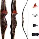 Deerseeker Outdoor Archery 54" Traditional Bow Hunting Longbow with Bamboo Core Limbs Handmade Recurve Bow RH/LH for Targeting Practice Shooting Youth & Adults Bow Set 15-80lbs (55lb)