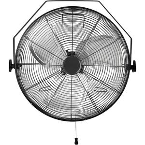 Amazon Basics 18" Indoor Wall-Mounted Industrial Fan with Three Speeds, High CFM, Heavy-Duty Metal Blades, Tilt Head, for Commercial Use, Warehouse, Basement, Black