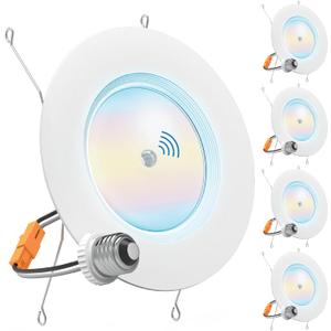 Sunco 6 Inch LED Can Lights Retrofit Recessed Lighting, Motion Sensor Ceiling Light, 850 LM, Selectable CCT 2700K/3000K/4000K/5000K/6000K, 10W, ETL 4 Pack.