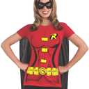 Rubie's Costume DC Comics Women's Robin T-Shirt With Cape And Eye Mask (Large)