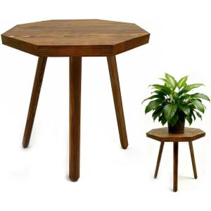 Plant Stand for Indoor Outdoor, 12x12in Large Octagon Wooden Plant Stand, Mid Century Modern Boho Stool for 5-15 Inch Pots, Sturdy Planter Stands