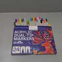ARTISTRO 24 Dual Tip Acrylic Paint Markers - Art Painting Kit Easy for All Ages & Levels Acrylic Paint Pens for Fabric, Rocks, Paper, Wood, Canvas, Glass, DIY (Dual Tip Brush + Fine)