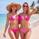 American Trends Bikini Sets for Women Triangle String Bikini Two Piece Swimsuit Halter Top Bathing Suit (Pink, M)