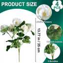 Artificial Geraniums Flowers for Outdoors, 4 Bundles Fake Silk Flowers, UV Resistant, White, for Home Gardens Planter Patio Balcony Table Spring Decor
