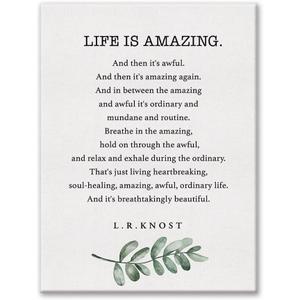 Inspirational Life Is Amazing and Then It's Awful Print Metal Tin Sign Wall Art Home Decor Painting Aluminum Sign Poster 8"x12"