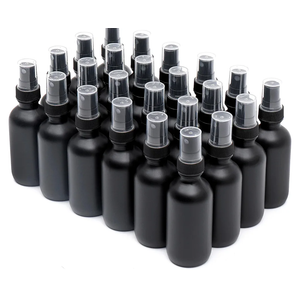 Frosted Black Glass Small Spray Bottle 2 oz 24 Packs,Fine Mist Sprayer Small Clear Bottles,Refillable Containers mini spray bottles for Cleaning Solutions and Skin Care (Frosted Black 24pcs)