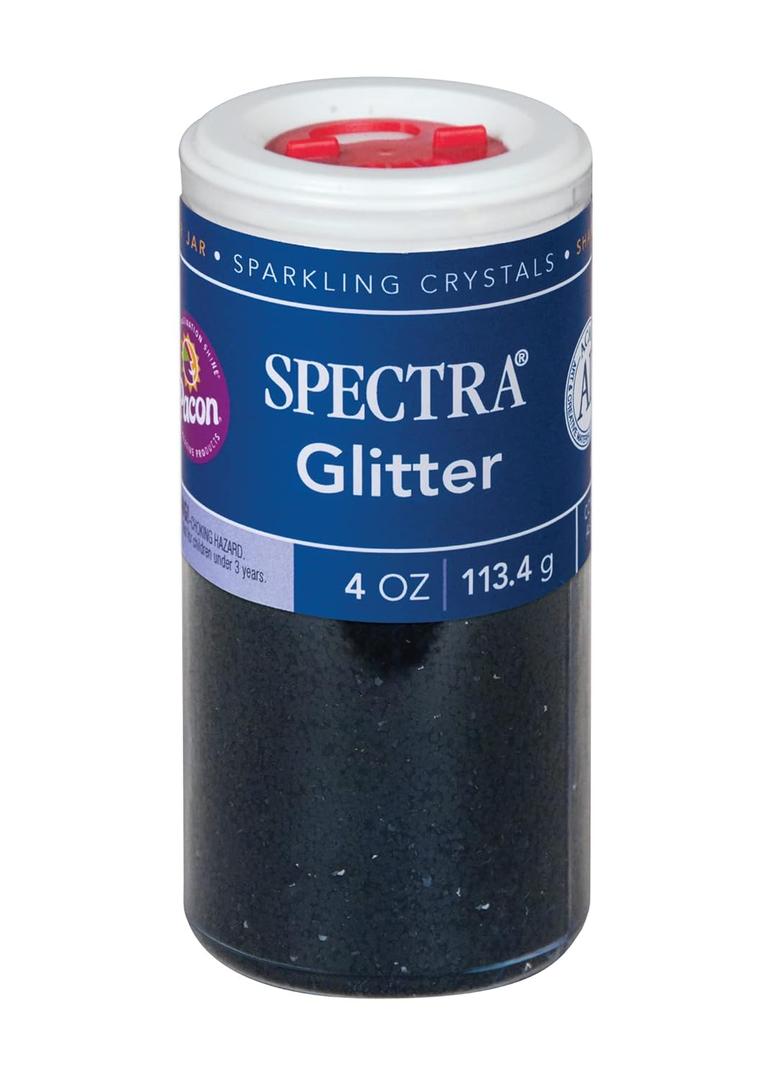 Spectra Arts & Crafts Glitter, Black, 4 oz, 1 Jar