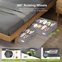 2 x homyfort Under Bed Shoe Storage with Wheels, Fits 24 Pairs, Rolling Shoe Organizer with Bottom Support & Clear Lids, Sturdy Under Bed Storage Box for Shoes, Set of 2, Grey